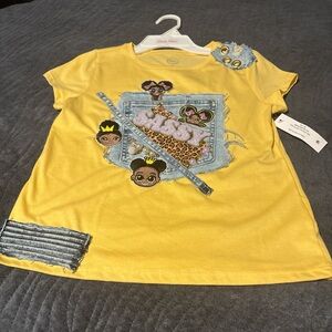 Yellow Kids Shirt with Denim Accents